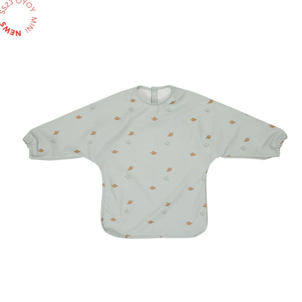 Babero con mangas dino dusty green