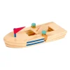 Barco de madera con motor goma elástica