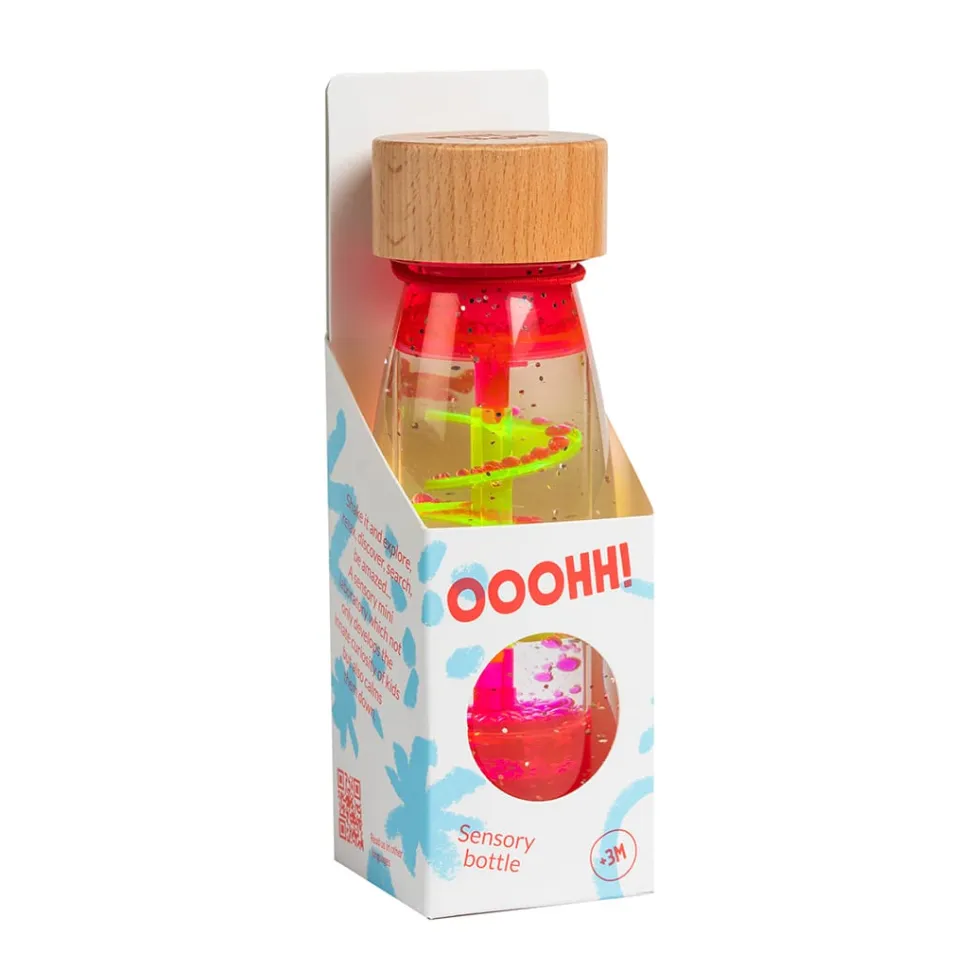 Botella sensorial espiral rosa