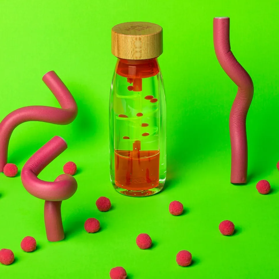 Botella sensorial espiral rosa