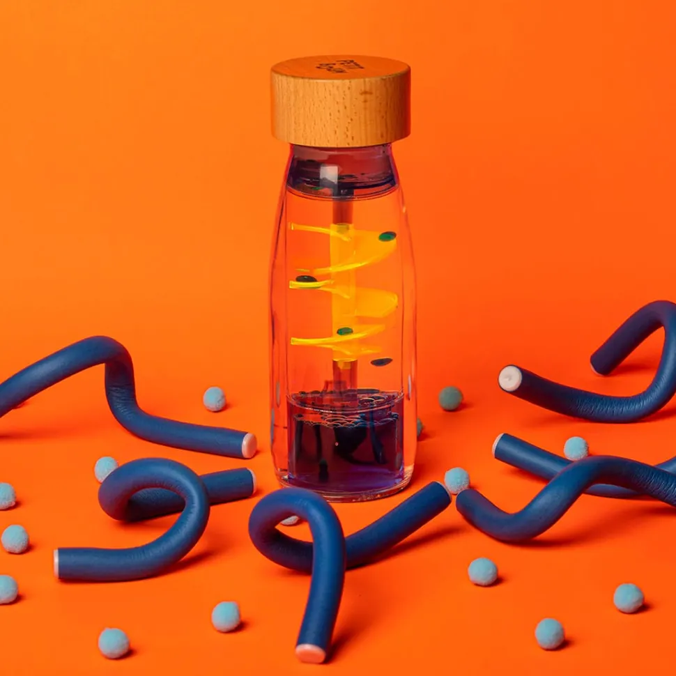 Botella sensorial espiral azul