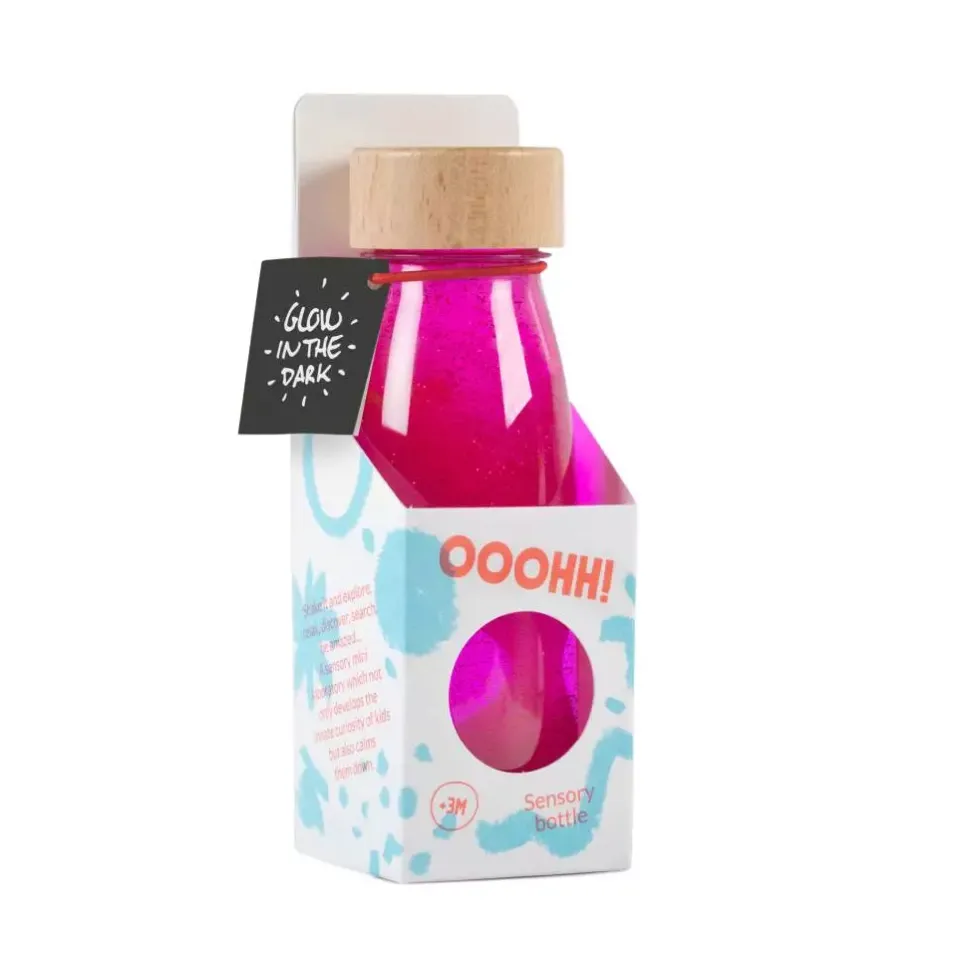 botella sensorial float flúo rosa petit boum