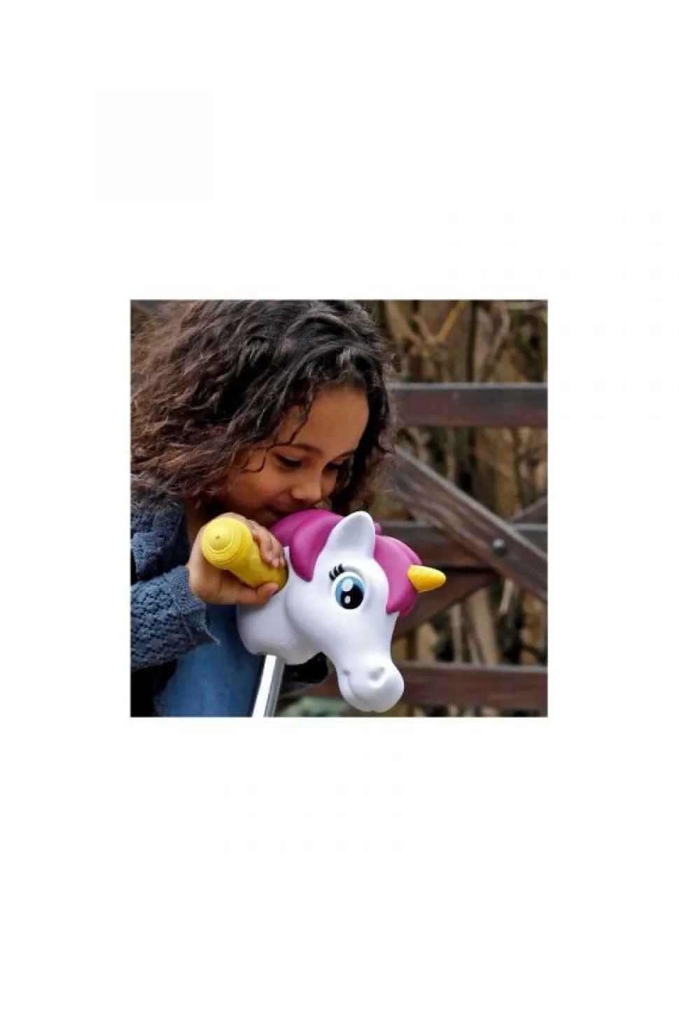 Cabeza patinete unicornio blanco