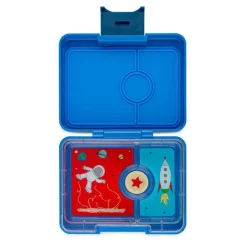 Caja almuerzo Yumbox snack 3 compartimentos azul cohete