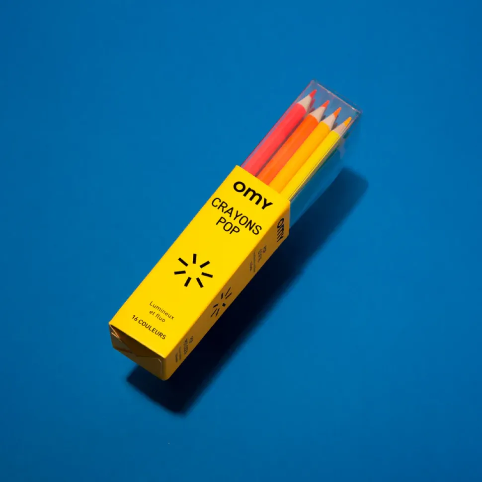 caja de 6 lapices de colores neon
