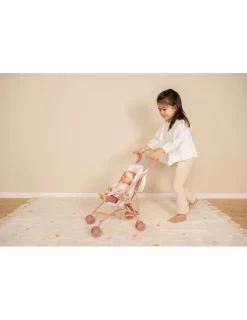 Carrito para muñeca de metal rosa