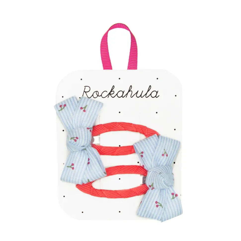 Clips lazos rayas cereza Rockahula