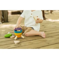 cohete apilable madera plantoys
