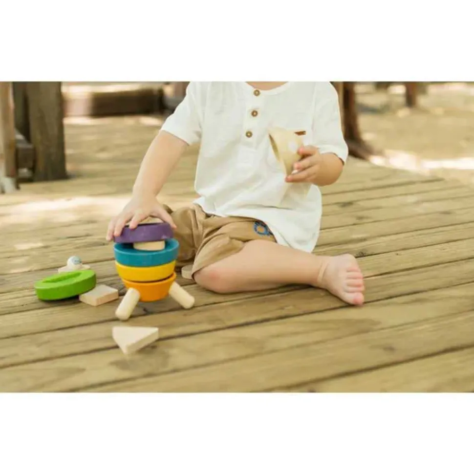 cohete apilable madera plantoys
