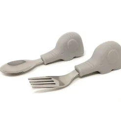 Cubiertos acero y silicona elefante gris