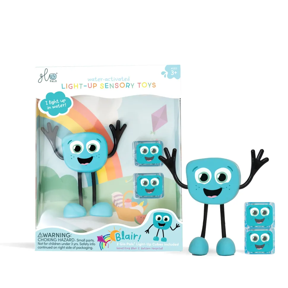 Glo Pals personaje + 2 cubos luz blair azul