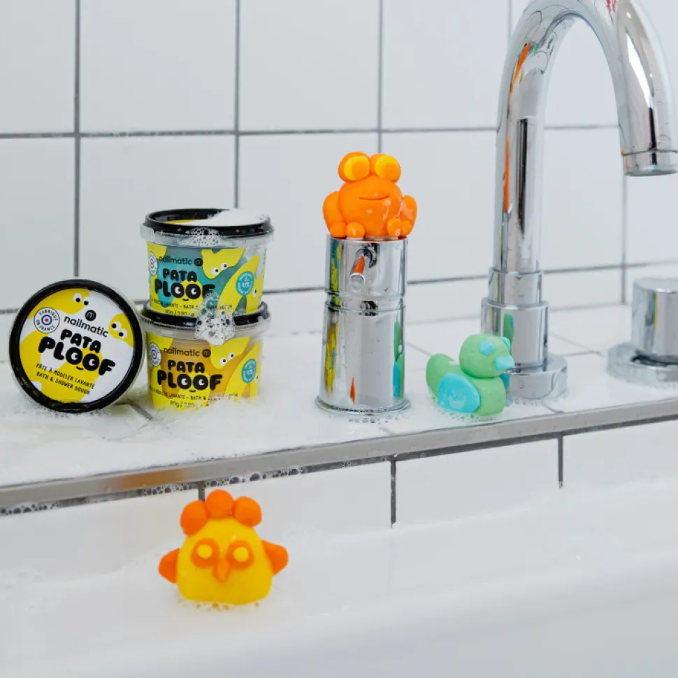 Juego de masa para baño naranja y amarilla con Ploofy