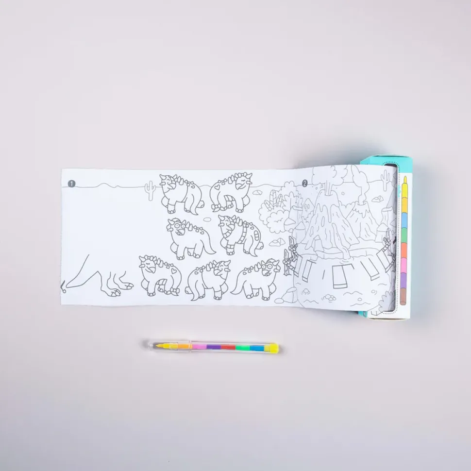 juego de bolsillo para colorear dinos 8 pinturas