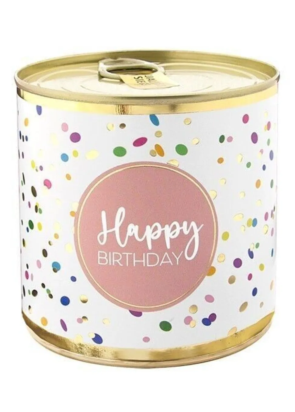 Lata redonda brownie confeti happy birthday