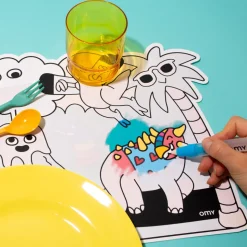 Manteles individuales dino para colorear al agua