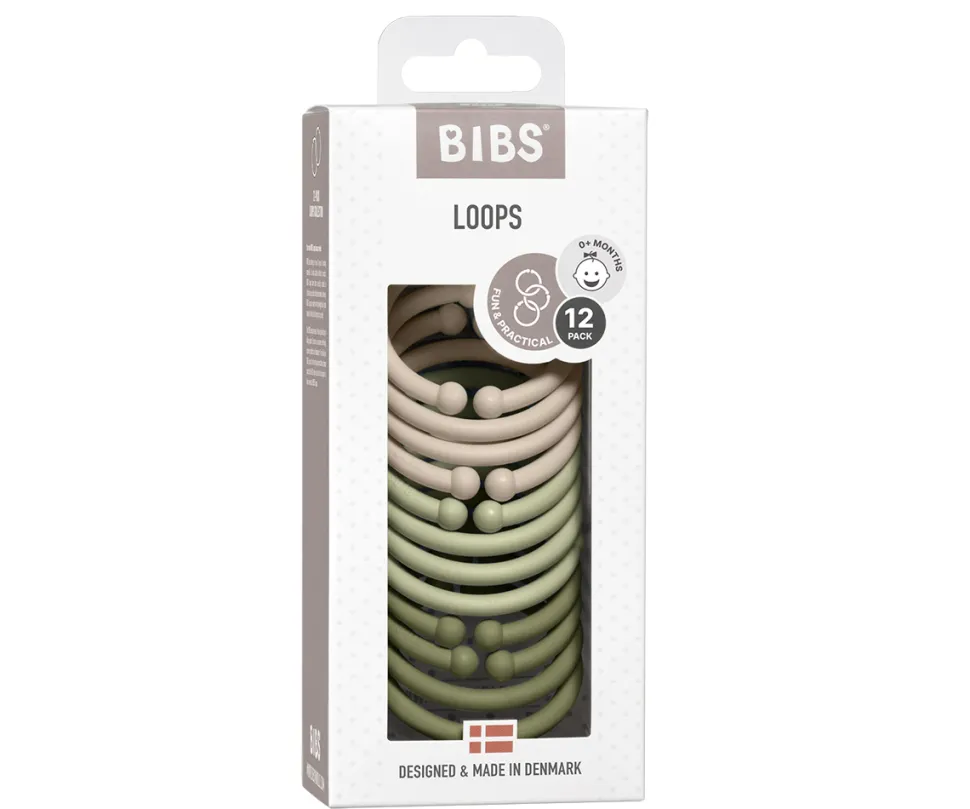 Pack 12 anillas cuelga juguetes loops vainilla/sage/oliva
