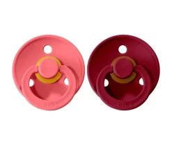 PACK CHUPETES BIBS CORAL/RUBY