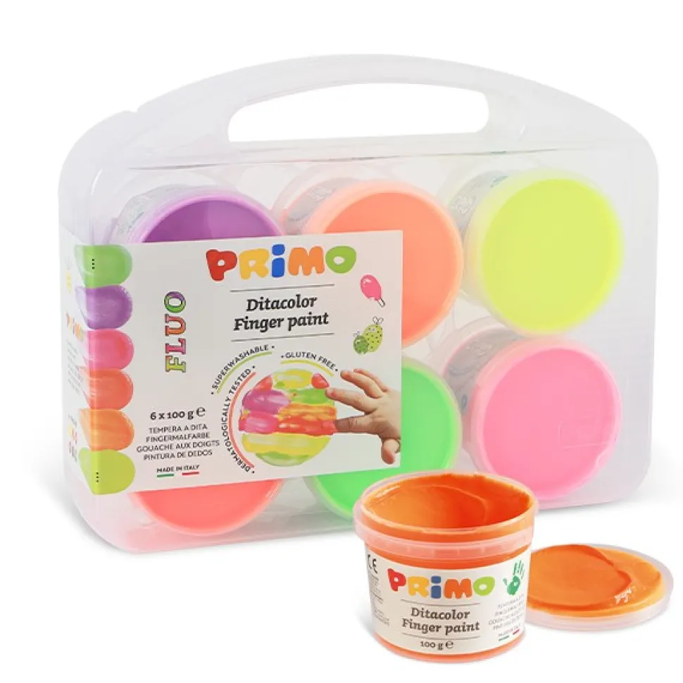 Pack de 6 pinturas de dedos flúo