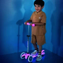 Patinete mini micro deluxe glow led rosa