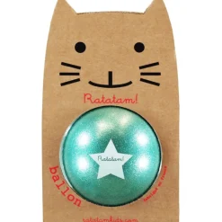pelota gato verde purpurina 15cm