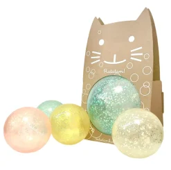 pelota gato verde purpurina 15cm