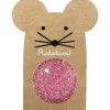 pelota ratón saltarina rosa purpurina 43mm