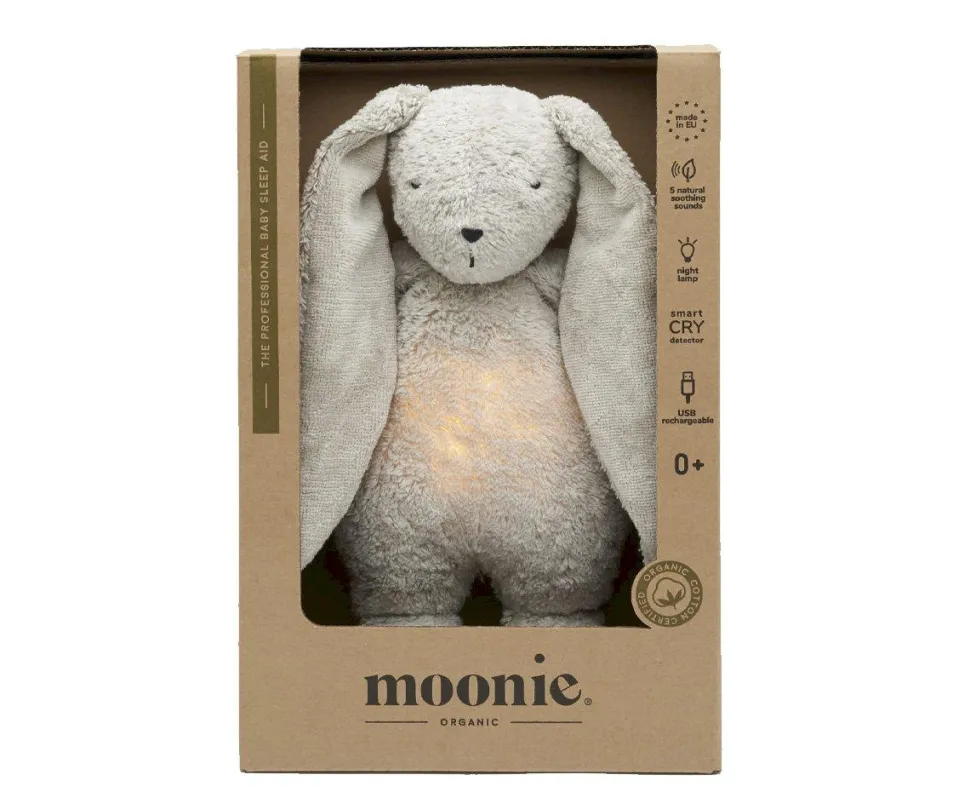 Peluche CONEJO con luz y música moonie 2.0 gris personalizable