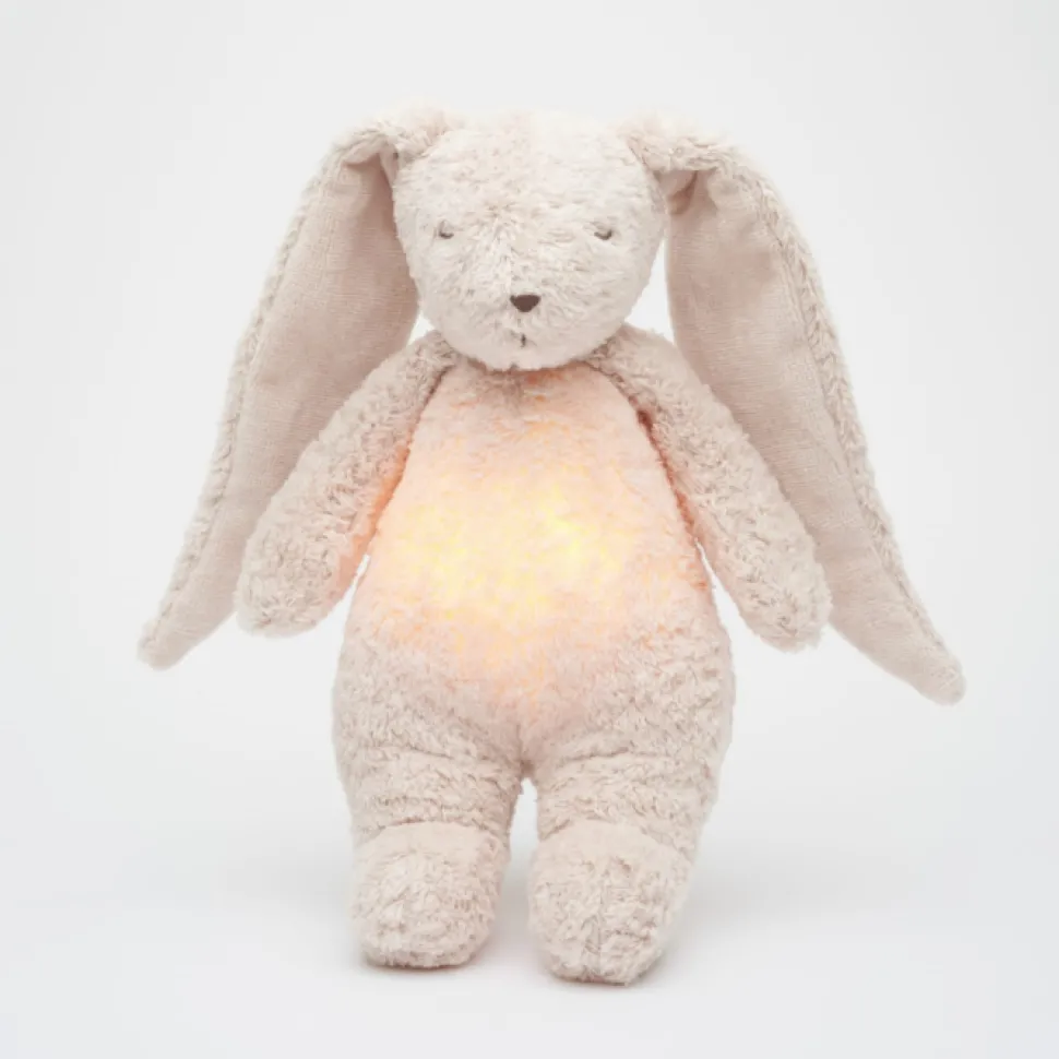 Peluche conejo órganico con luz y música beige