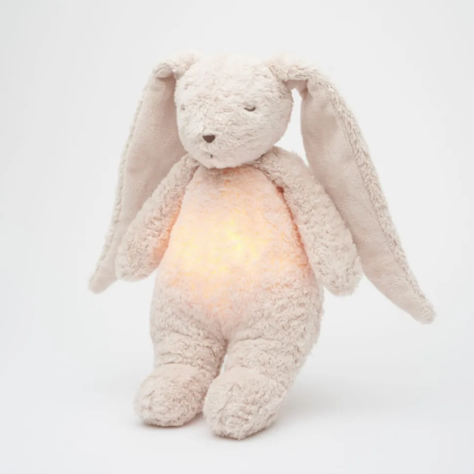 Peluche conejo órganico con luz y música beige