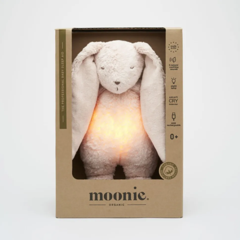 Peluche conejo órganico con luz y música beige