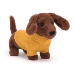Peluche sweater perro salchicha amarillo