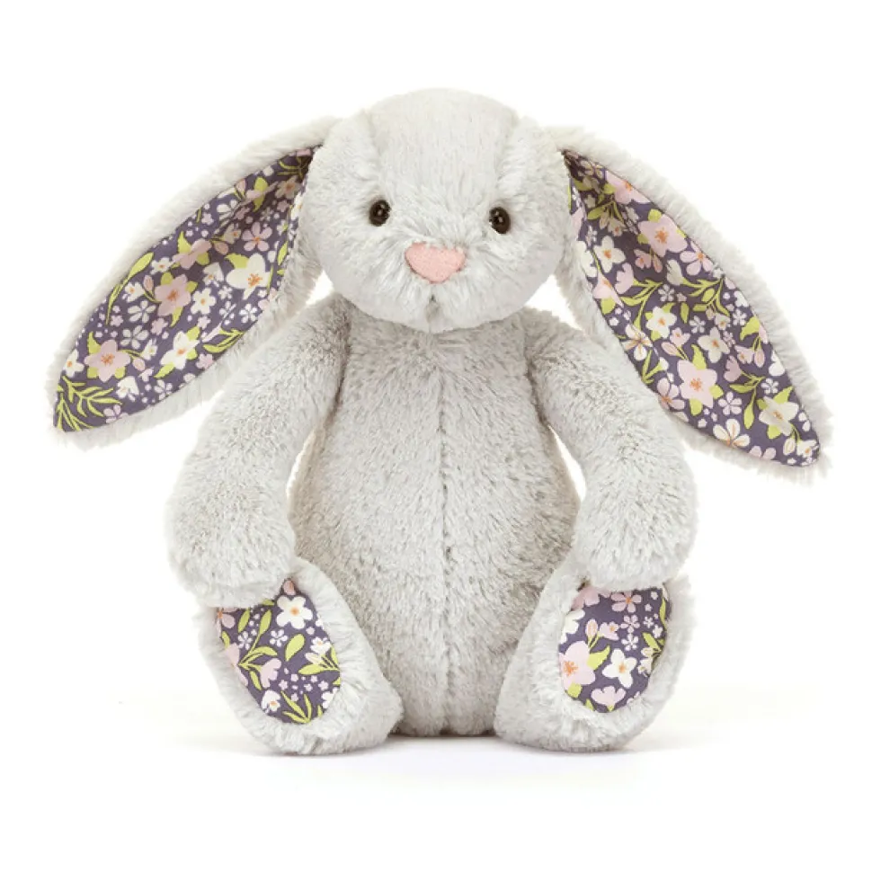 Peluche conejo plateado con flores bloom Mediano