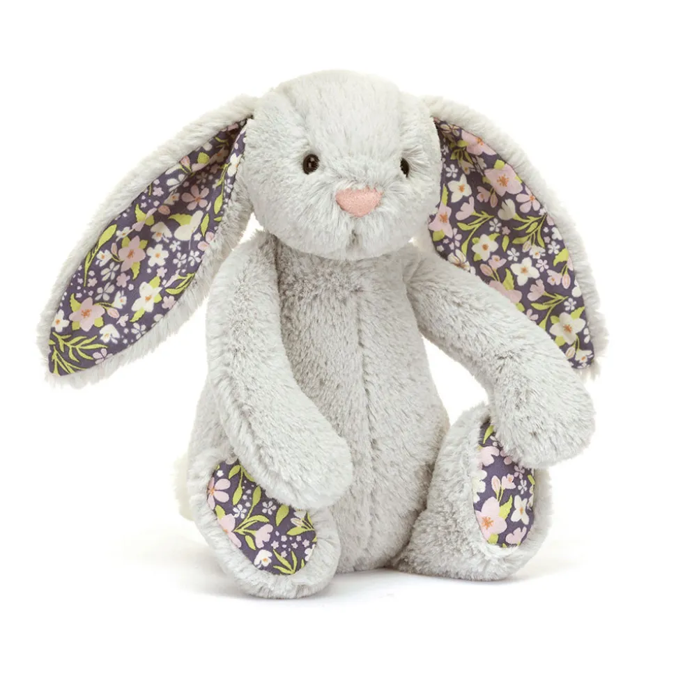Peluche conejo plateado con flores bloom Mediano