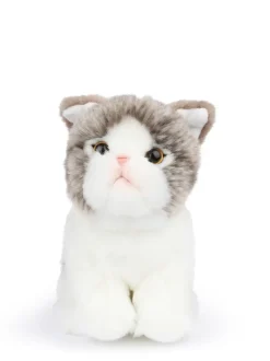 Peluche gato Fold Escocés Amelie en caja de regalo blanco/gris