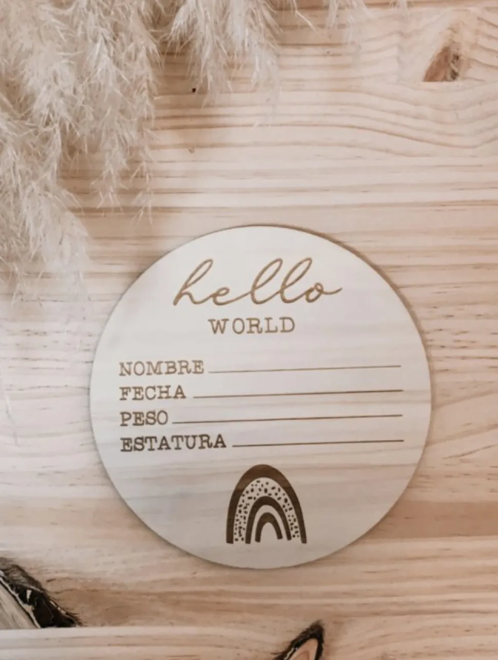 PLACA MADERA HELLO WORLD