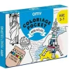 Pocket OMY Atlas para colorear + 6 lápices color