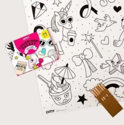Pocket OMY Unicornio para colorear + 6 lápices color