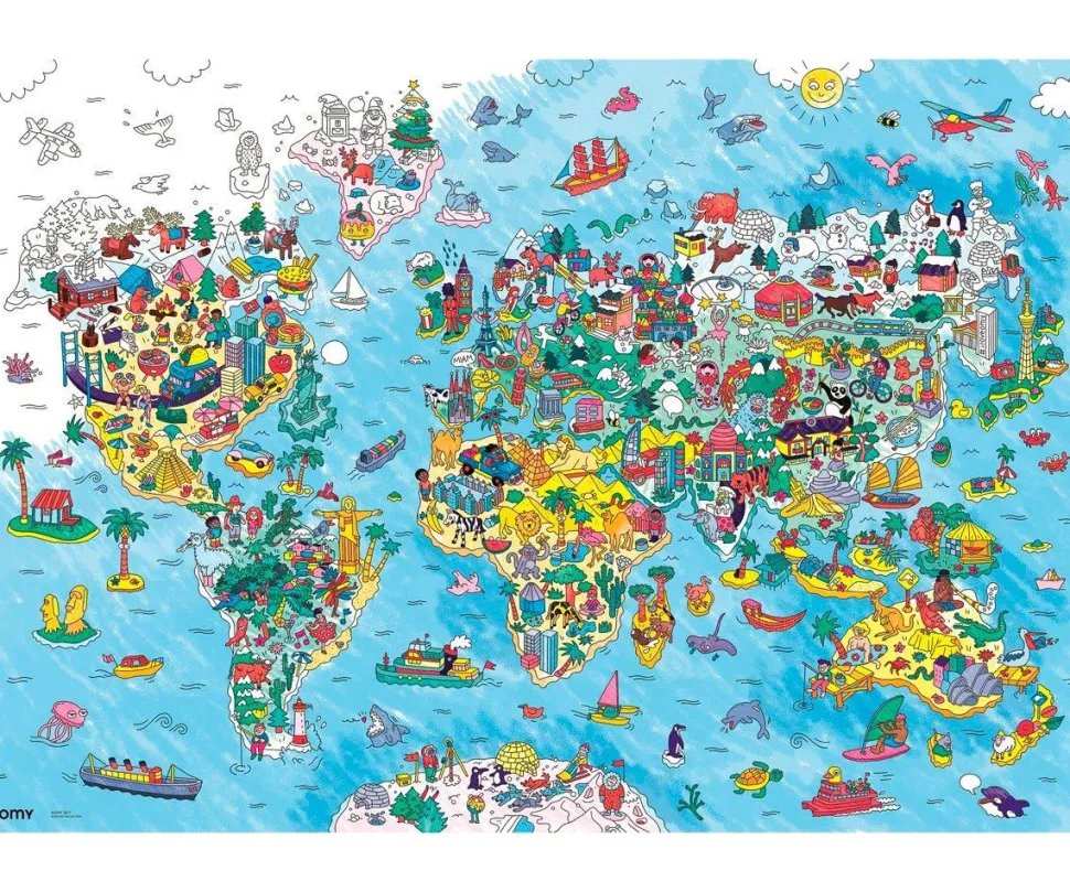 Poster XL OMY Atlas para colorear 100x70cm