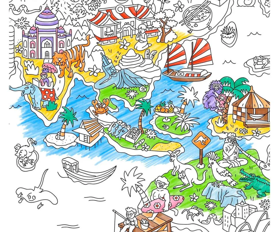 Poster XL OMY Atlas para colorear 100x70cm