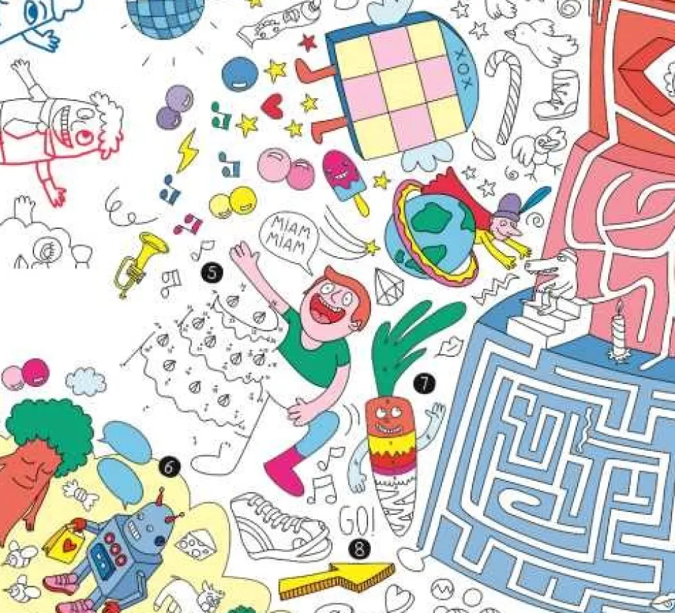 Póster Xl para jugar y colorear + pinturas
