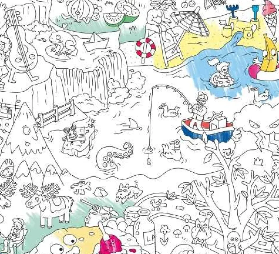 Póster Xl para colorear 4 estaciones + lapiz semillas