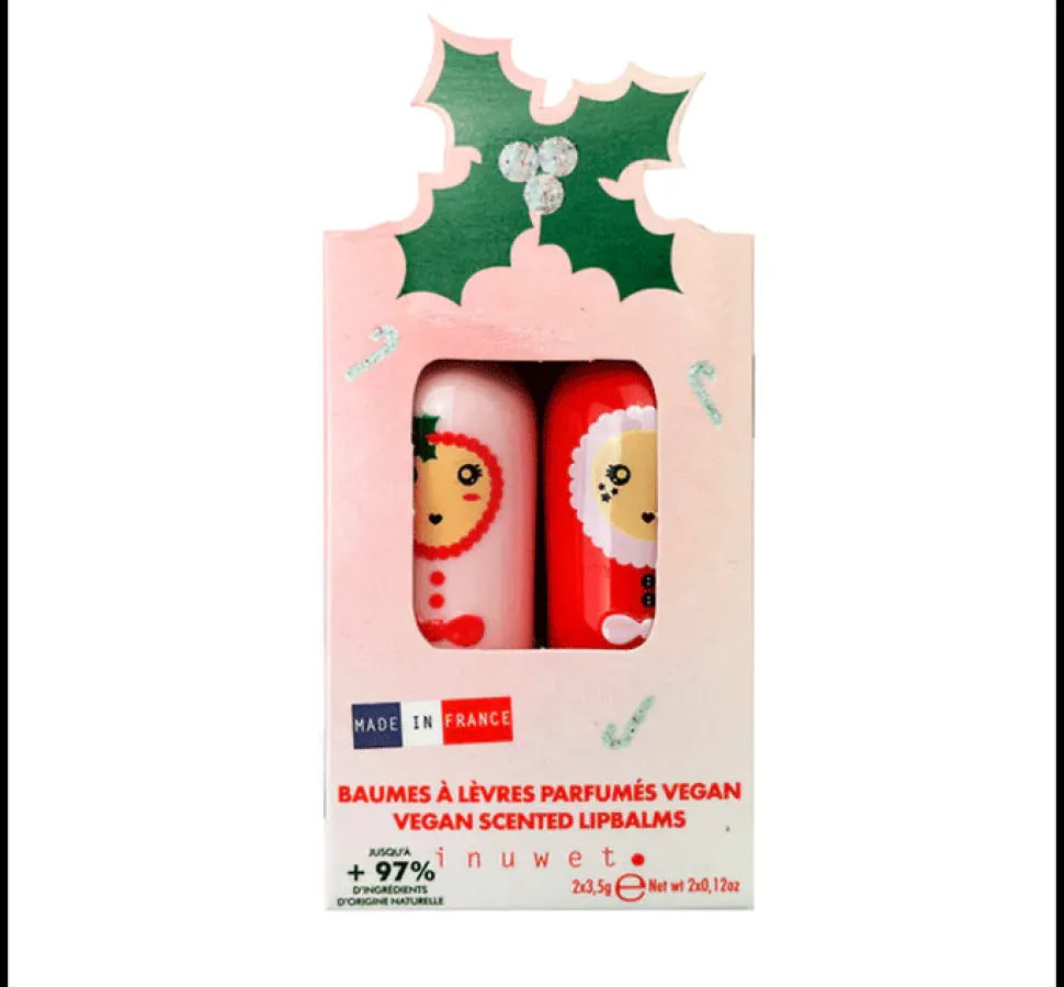 Set de 2 bálsamos labiales bunny navidad (Mango y caramelo)