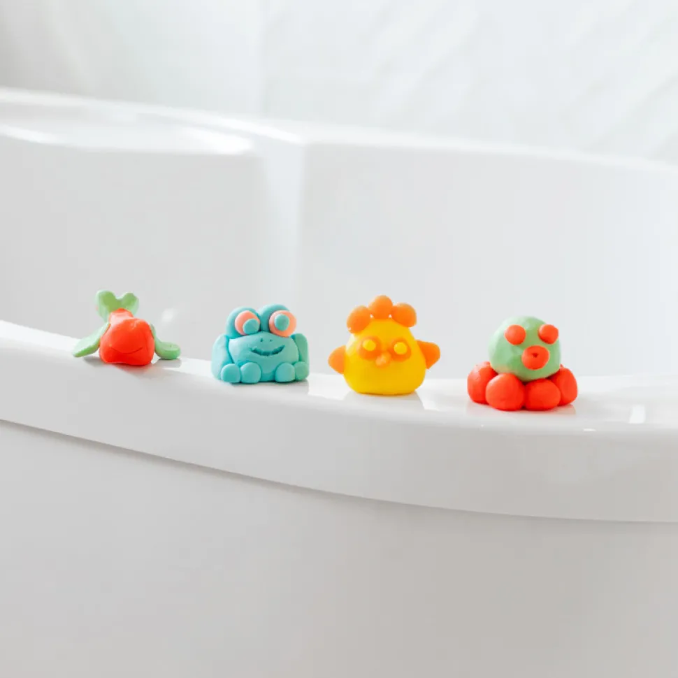 Set de masa para baño rosa y azul con Bloop y Ploofy