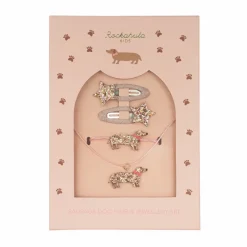 Set de pelo y joyas de perro salchicha