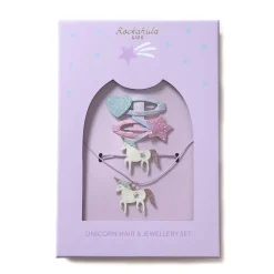 Set de pelo y joyas de unicornio