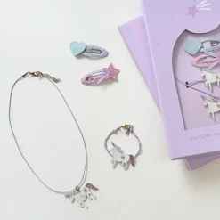 Set de pelo y joyas de unicornio